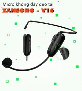 Micro không dây đeo tai Zansong V16 - Phù hợp cho mọi thiết bị, hỗ trợ thuyết trình, giảng dạy